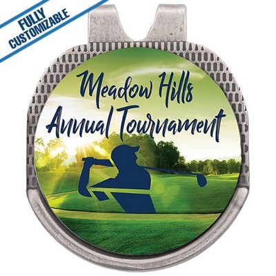 Silver Golf Hat Clip w/Full Color Insert