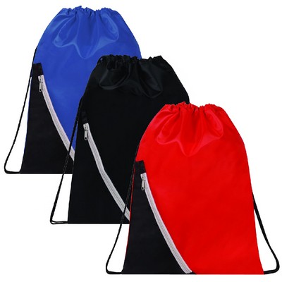 Zipper Pocket Drawstring Bag