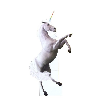 White Rainbow Unicorn Cardboard Cutout Stand Up| Standee Picture Poster Photo Print Approx. 5'