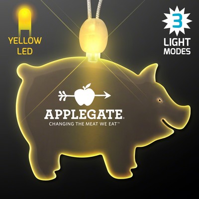 Acrylic Pig Shape Necklace with Yellow LED - PRINTED