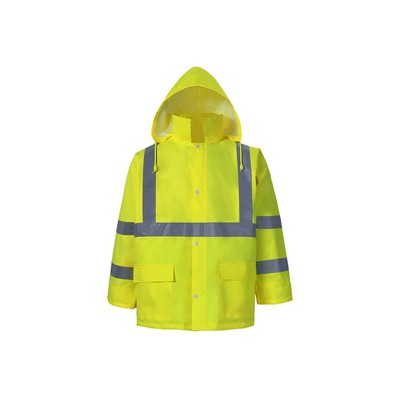 High Visibility Lightweight Rain Jacket, Class 3, Lime, 150 Denier