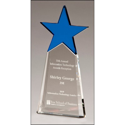 Blue Crystal Star on Clear Crystal Base