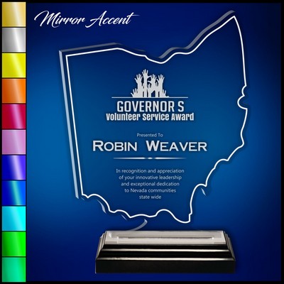 6" Ohio Clear Acrylic Award with Mirror Accent