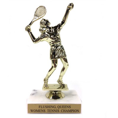 6 ½" Female Tennis Trophy w/Marble Base
