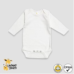 Baby Long Sleeve Bodysuits - White - Premium 100% Cotton - Laughing Giraffe®