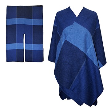 Royal Blue and Light Blue Plaid Blanket Wrap