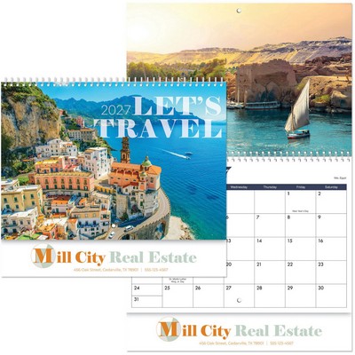 Full Color Let's Travel Spiral Wall Calendar