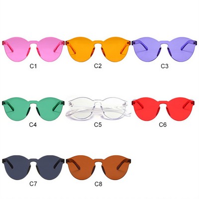 Clear Color Frameless One-Piece Sunglasses Thick Style
