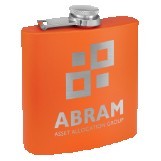 6 Oz. Matte Orange Powder Coated Laserable Stainless Steel Flask