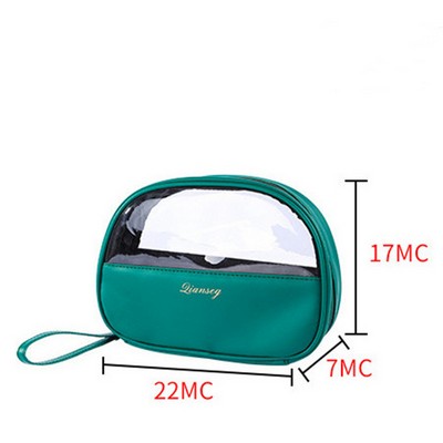 Large Volume Round Shape Travel Cosmetic Pouch Bag With Hand Grip