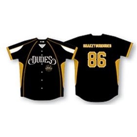 Full Button Up Baseball Jersey w/Shoulder Trim Stripes