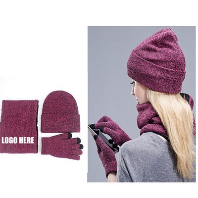 Hat, Scarf, and Touchscreen Gloves Set