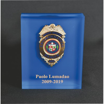 Lucite Rectangle Embedment Award with shown with Colored Background (3"x4"x7/8")