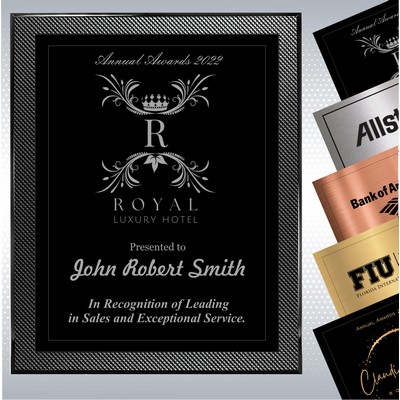 Piano Carbon Fiber Finish Plaque w/Choice of Single Plate (8" x 10")