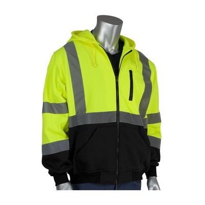 PIP® Class 3 Full Zip Hooded Hi-Viz Sweatshirt