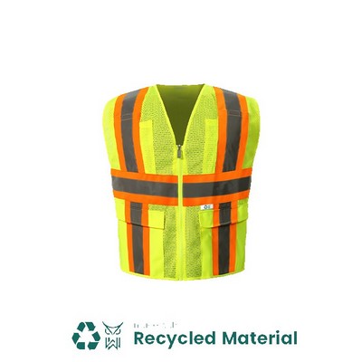 High Visibility Contrast Vest, Class 2, Lime, Recycled Material