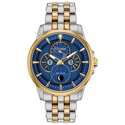 Citizen® Men's Calendrier Moonphase Two-Tone Eco-Drive Watch w/Blue Dial