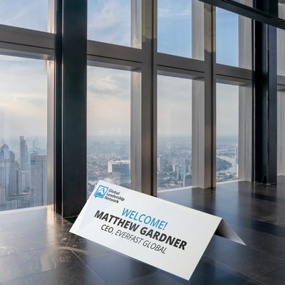 USA Made Gloss Laminated 1/2 Fold Table Tent Sign (5"Wx6"H)