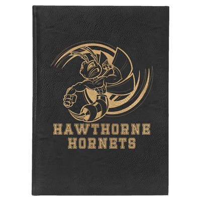 7" x 9 3/4" Black/Gold Leatherette Sketch Book-Unlined Paper