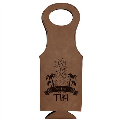 Dark Brown Leatherette Wine Bag