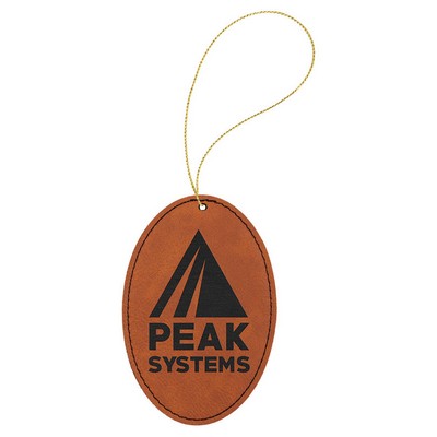 Rawhide Leatherette Oval Ornament with Gold String