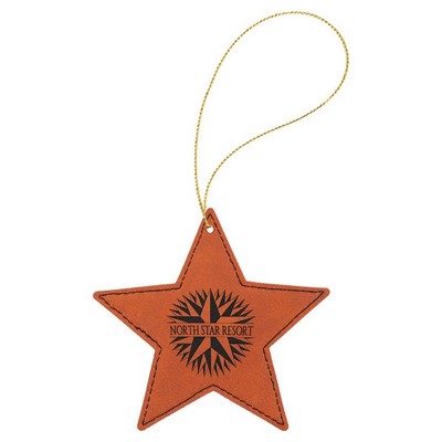Rawhide Leatherette Star Ornament with Gold String