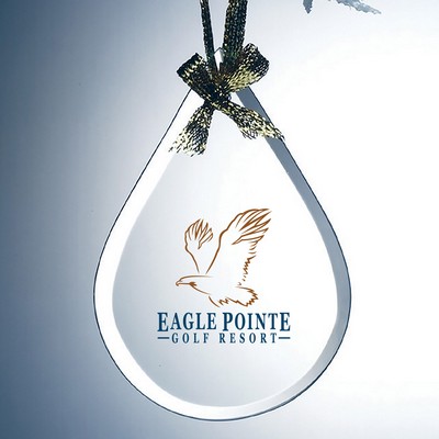 Beveled Jade Glass Ornament - Tear Drop