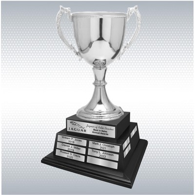 19 1/2" Silver Zinc Cup Perpetual Trophy w/ Header Plate and 24 Name Plates