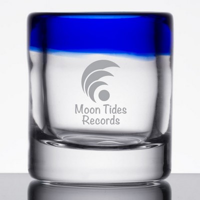 Laser Engraved Libbey® 92311 Aruba 2.5 oz. Shot Glass with Cobalt Blue Rim