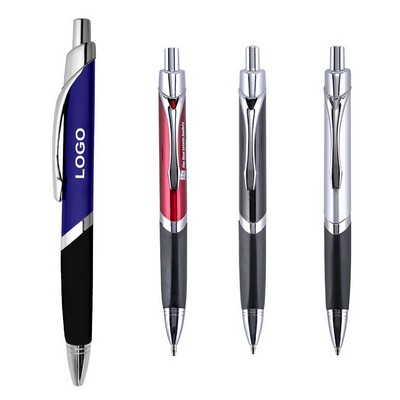 Clip Action Metal Ergonomic Triangular Ballpoint Pen w/Grip Section