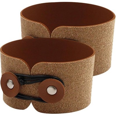 Premium PU Leather Coffee Cup Sleeve with Finger Loop - Customizable & Fits 8-12oz