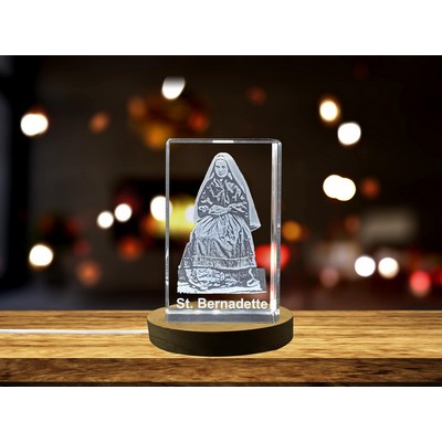 St. Bernadette 3D Engraved Crystal Trophy Award