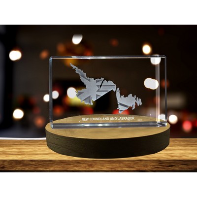 Newfoundland & Labrador 3D Engraved Crystal Trophy Award w/LED Base Light