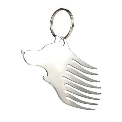 Wolf Head Shape Bottle Opener Pocket Comb Box Opener Keychain