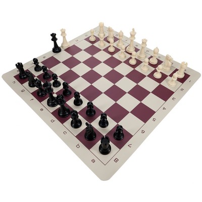 Tournament Chess Set, 20" Vinyl Board, 34 Pieces, King 3.75"