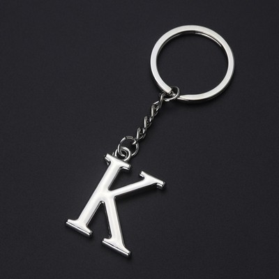 Silver Letter K Keychain Initial Keychain