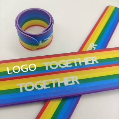 8 1/2" LGBT Pride Rainbow Slap Band Bracelet