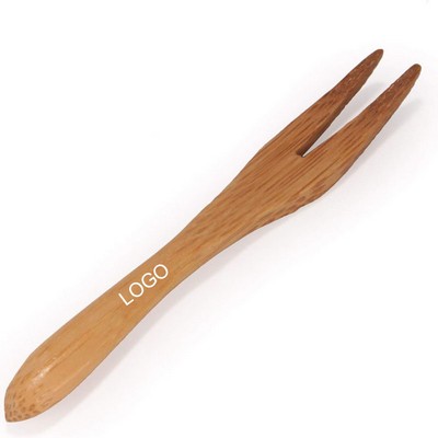 3 1/2" Eco-Friendly 100% Natural Bamboo Wooden Two Prong Utensil