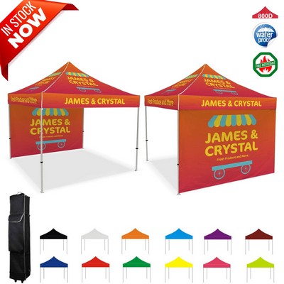 10ftx10' Custom Printed Pop Up Tent W/Double Side Back Wall