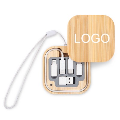 Bamboo Charging Cable Set w/Storage Box