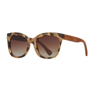 Nora Eco-Sustainable Polarized Sunglasses w/Tortoise & Wood Frame