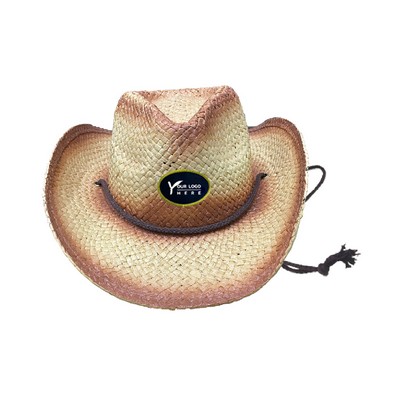 Straw Cowboy Hat with Custom Patch