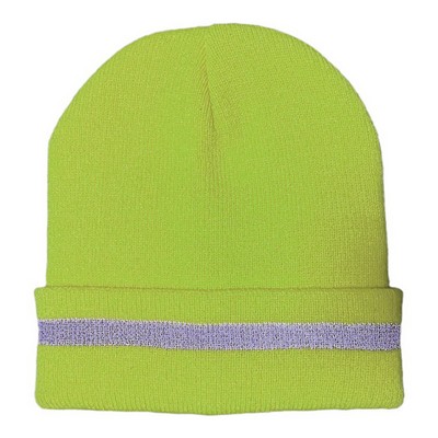 Knit Beanie with Reflective Stripe