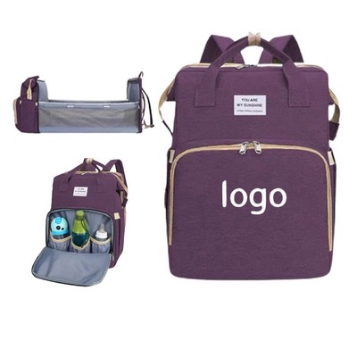 Multifunctional Large Diaper Bag Backpack With Baby Bed