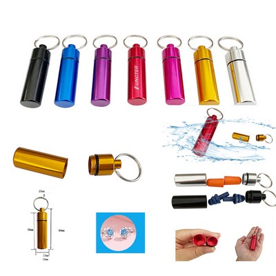 Small Container Keychain/Aluminium Alloy Cylinder/Sealed Earplug Bottle/Storage Bottle