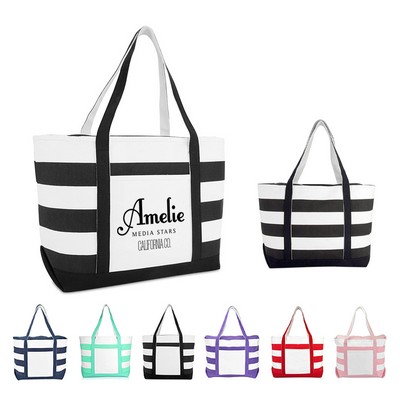 Stylish Nautical Cotton Canvas Tote Bag