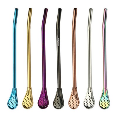 Metal Straw Strainer Spoon