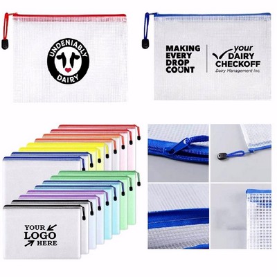 A4 Mesh Zipper Pouch Document Bag