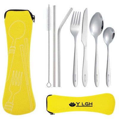 7 Pieces Cutlery Set with Zipper Pouch