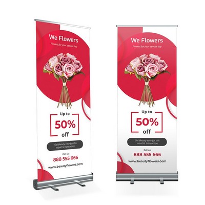 79" Retractable Banner Display Reusable Roller Banner with Stand for Flower Shop, Florist
